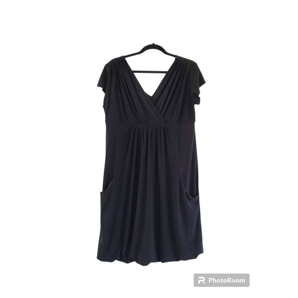 Karin Stevens Women's Size 14 Dress Solid Black Buckle Party Cocktail Stretchy